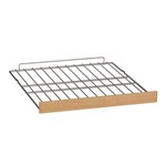 Metal shelf with wooden front, height-adjustable 